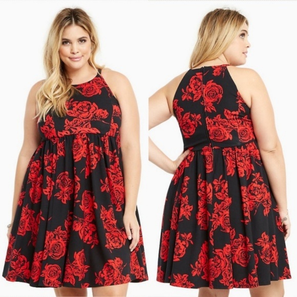 torrid red floral dress
